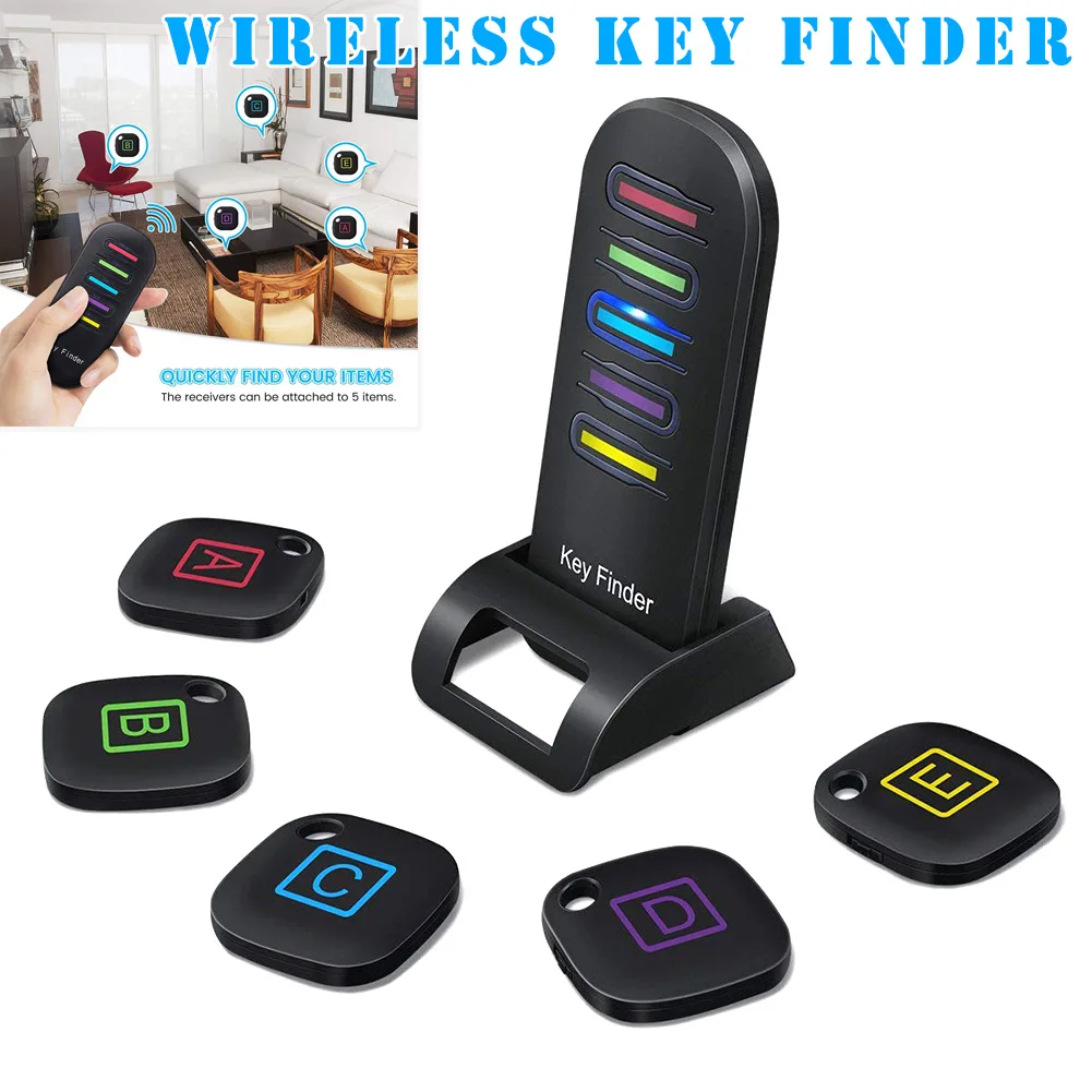 

Hot Convenient Key Finder Wireless Item Locator Anti Lost Alarm 1 RF Transmitter 5 Receivers HY99 DC25