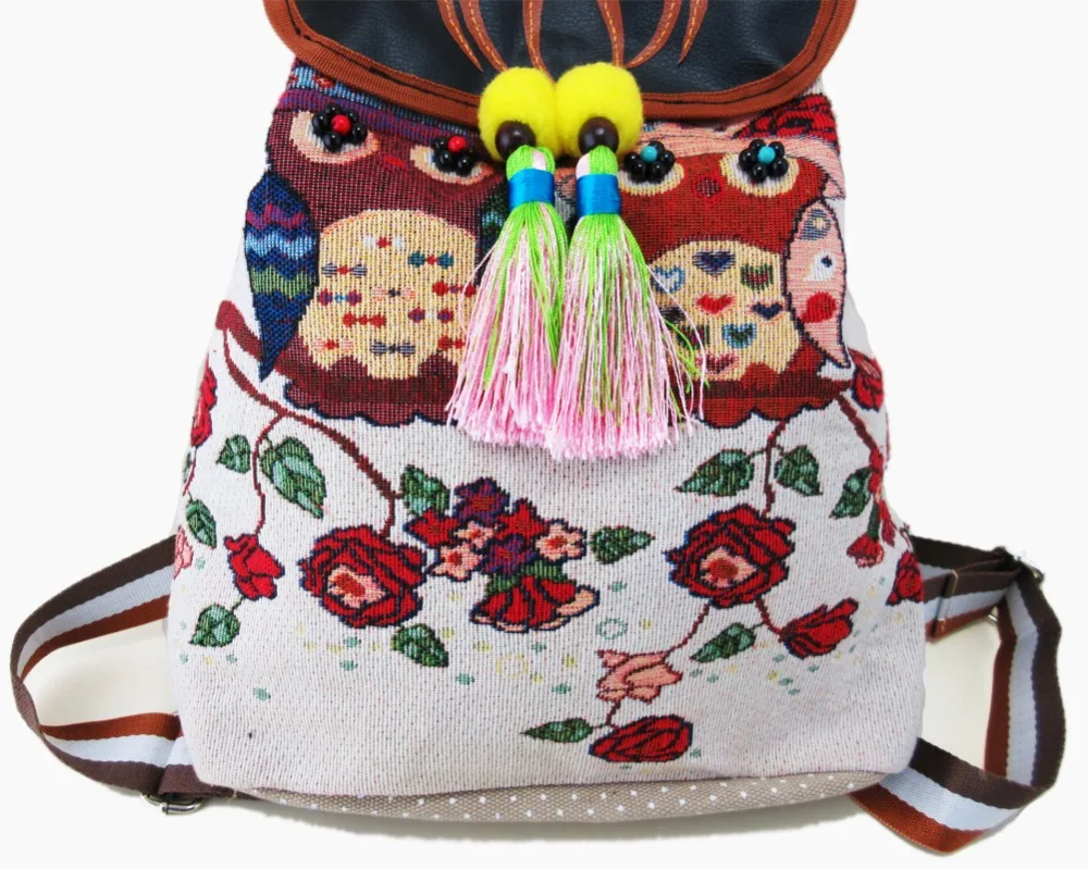Этнический винтажный Hmong тайский индийский этнический вышитый богемный рюкзак в