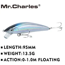 Mr. Charles MR90 1 шт. рыболовные приманки, 95 мм/13,5 г качественные профессиональные жесткие приманки на пескаря 0-1,0 м плавающие 3D глаза