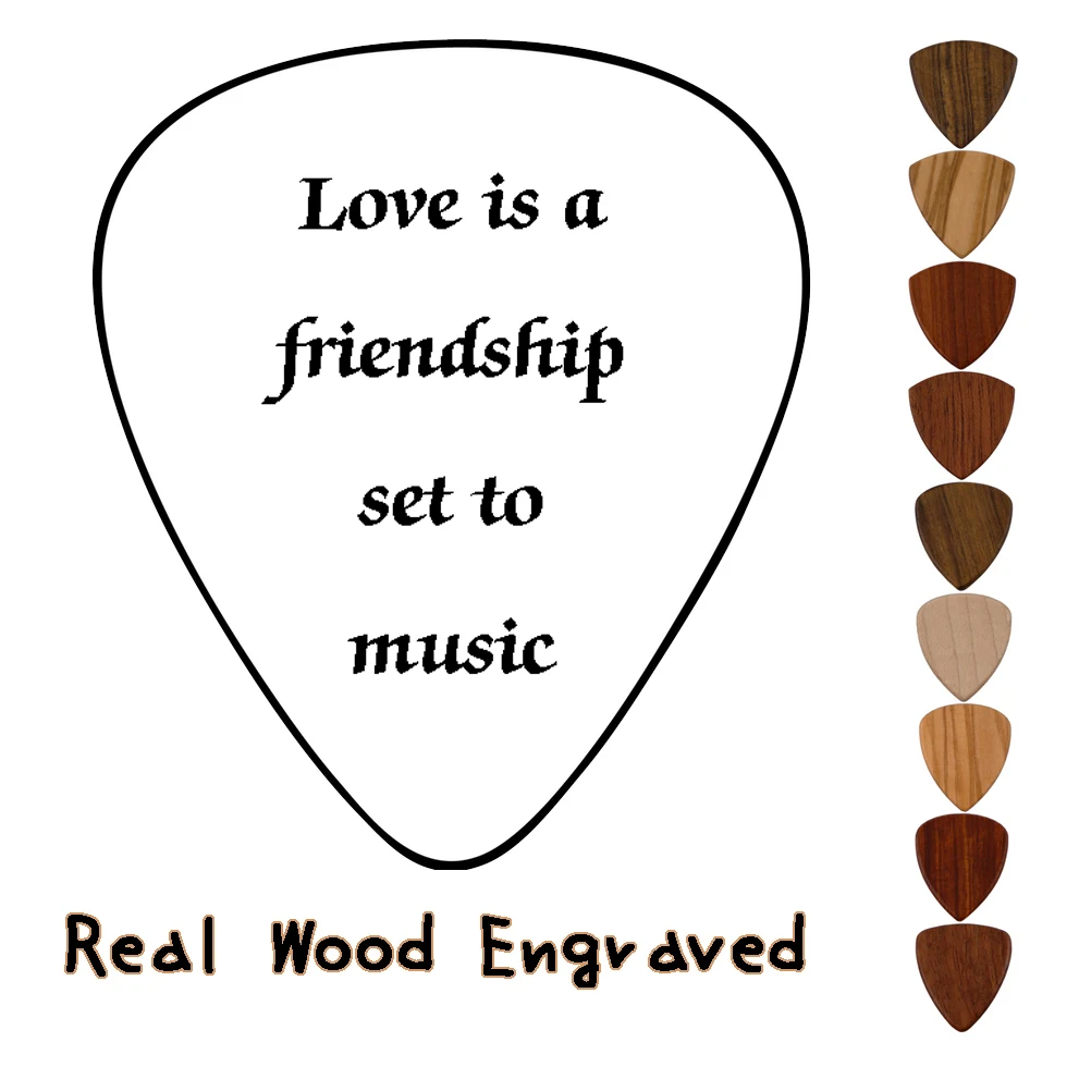 

Love Is Friendship Set To Music Engraved Guitar Pick Wood Personalized Bass Pick Traditional Style Customized Gift For Musician