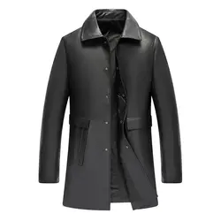 Осенне-зимняя мужская куртка с отложным воротником из овечьей кожи 100% Натуральная Кожаная Куртка Jaqueta De Couro Masculino пальто для мужчин байкер