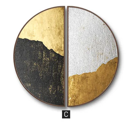 Gold foil modern luxury Porch decorative painting Round painting Creative abstract home semicircular mural wall decoration - Цвет: C