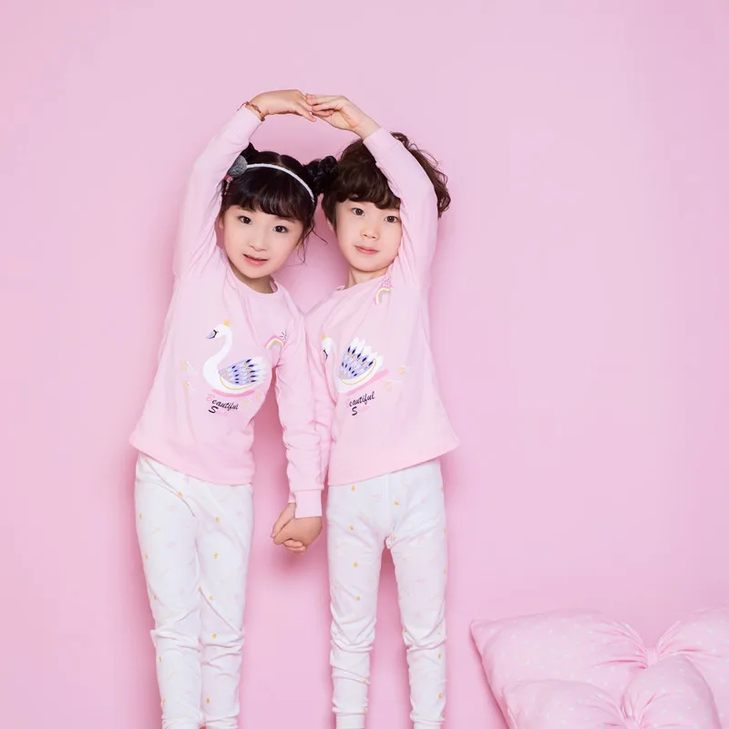 Хлопковые детские пижамные комплекты осенне-зимние пижамы с рисунком для мальчиков и девочек, детские футболки с длинными рукавами+ штаны, комплекты одежды для сна из 2 предметов