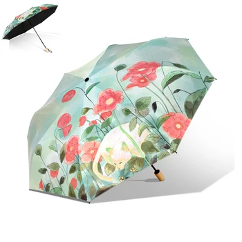 

Women Sun 3 Floding Rain folding Umbrella Anti-UV Fashion Sun Ladies Umbrellas Female Compact Foldable Gifts Rainy Umbrella