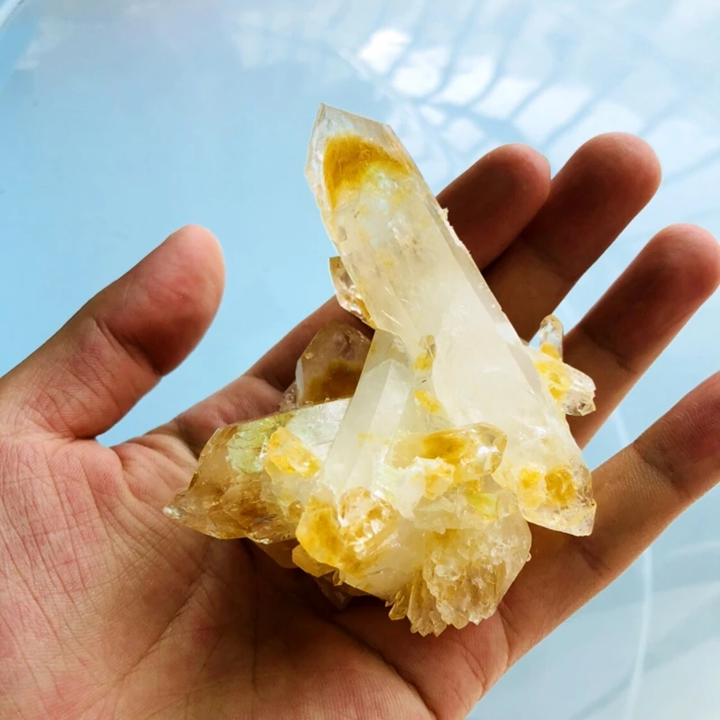 Pretty Yellow Quartz Crystal Cluster 1 pieces natural Raw Quartz Geode