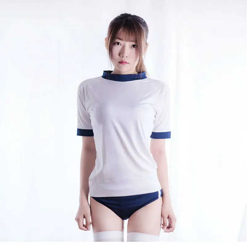 

Japanese High Schppl PE Class Gym Clothese Uniform Short Sleeve T Shirt & Shorts 2 Pieces Casual Sports Sets Cosplay Costumes
