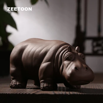 

Authentic Yixing Purple Clay Hippo Tea Pet Boutique Chinese Kung Fu Tea Set Ornament Ceramic Crafts Lucky Fengshui Home Decor