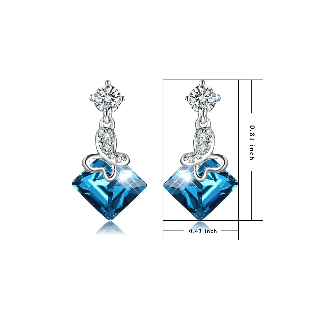 Серьги AOBOCO из стерлингового серебра женские серьги подвески с голубыми