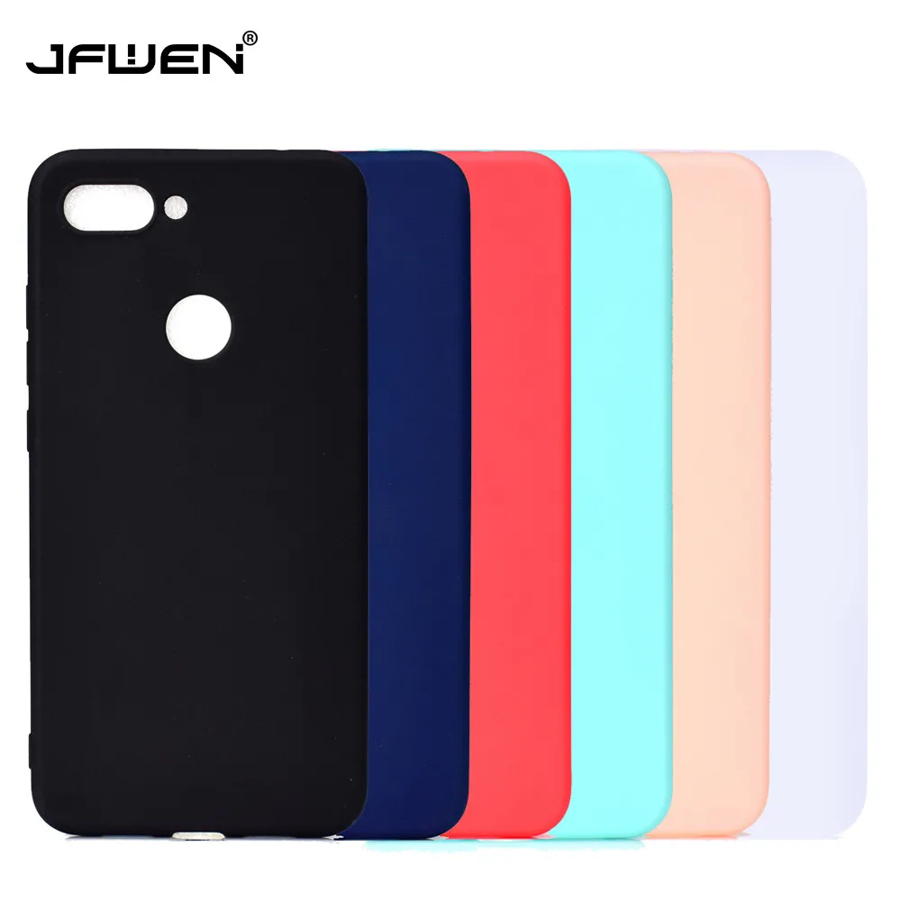 

JFWEN Silicone Case For Xiaomi Mi 8 Lite Case Candy Solid Color Soft TPU Back Cover For Capa Xiaomi Mi 8 Lite Phone Case Cover