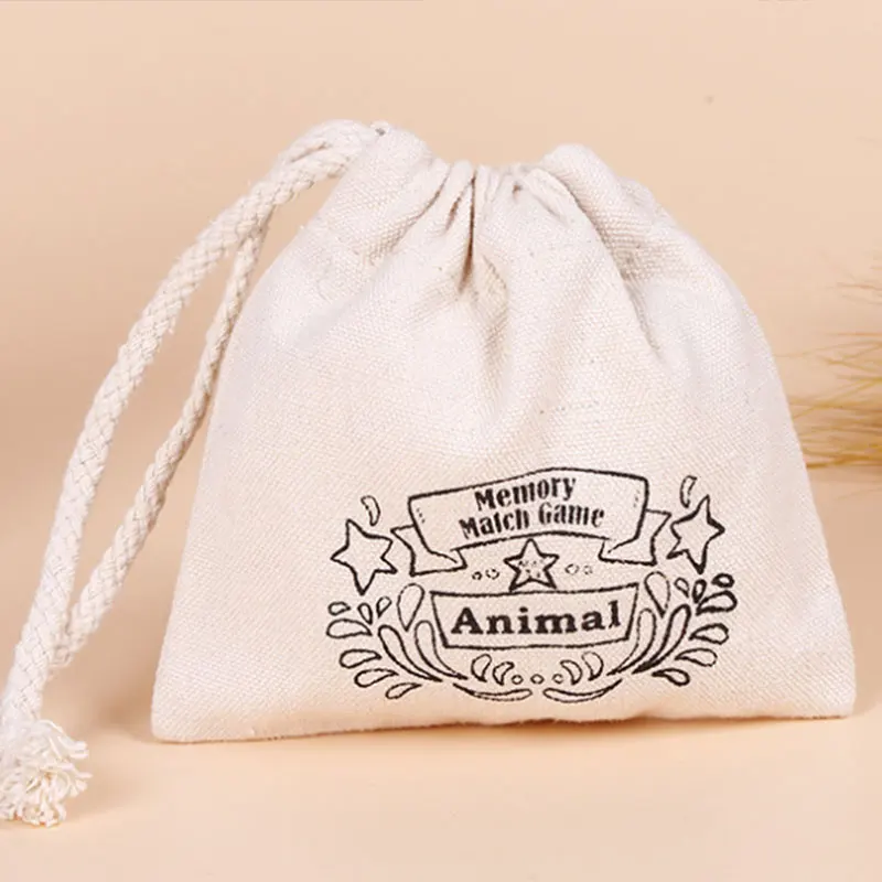 

100pcs Printing Logo Canvas Drawstring Bag Travel Drawstring Pouch Pure Cotton Cloth Bags Storage Bag For Christmas Gift Package