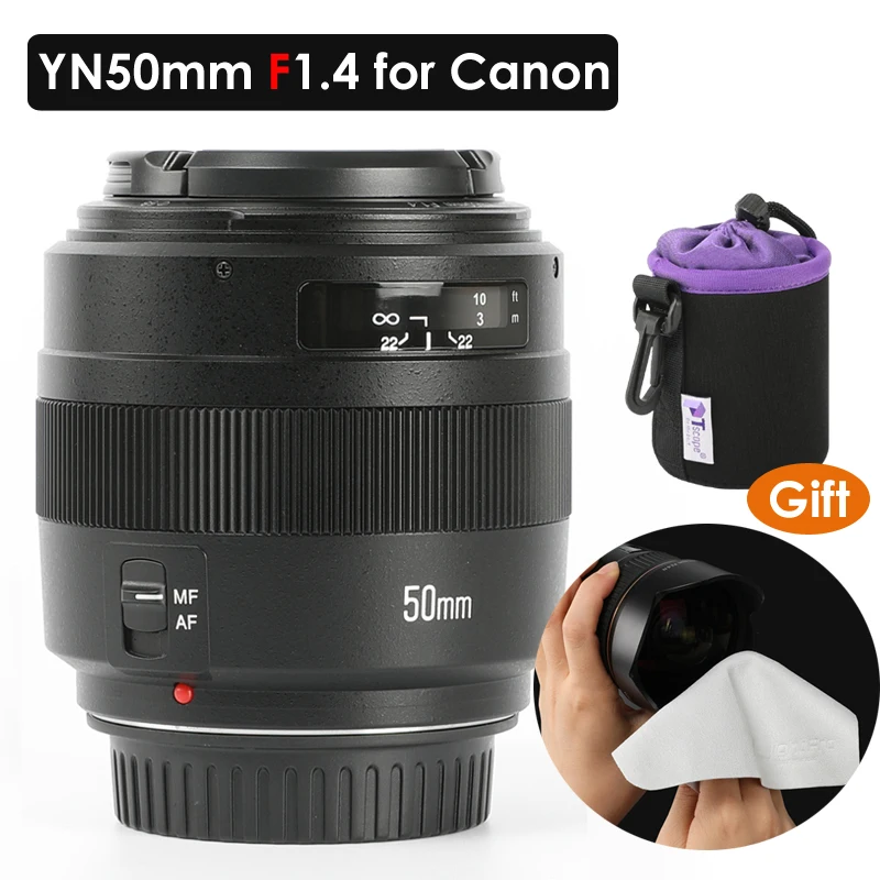 YONGNUO YN50mm F1.4 стандартный объектив с большой апертурой для Canon EOS 1300D 1200D 1100D 1000D 850D 5DIV