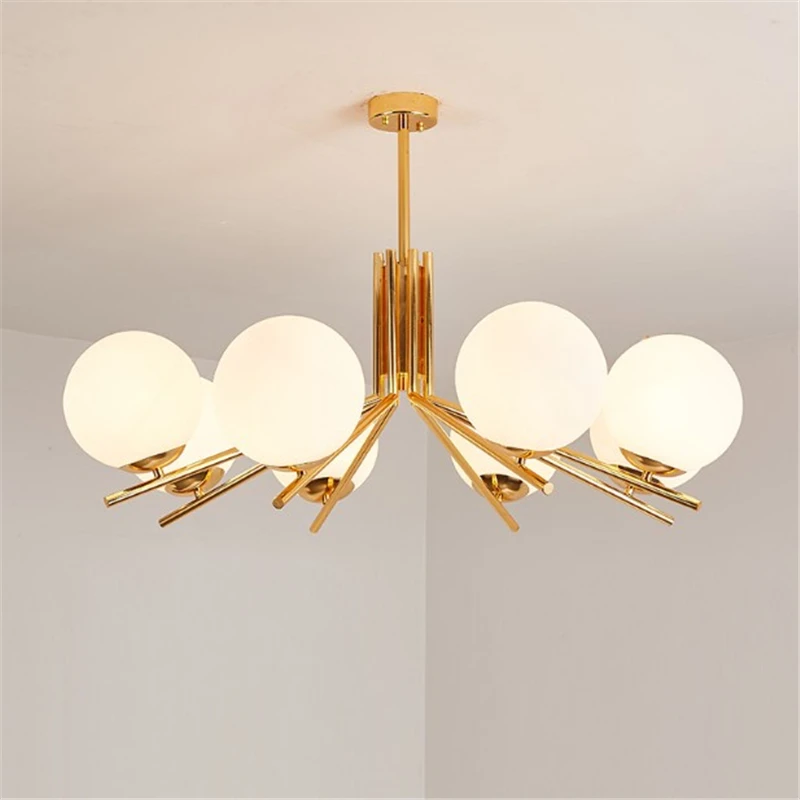 modern glass ball plate gold metal chandelier