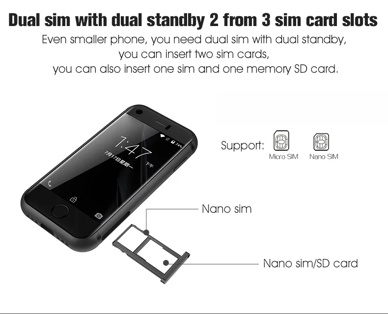  SOYES 7S Dual SIM Dual Standby Smallest mini 3G Data Ultra thin Smartphone Android 5.1 Bluetooth4.0