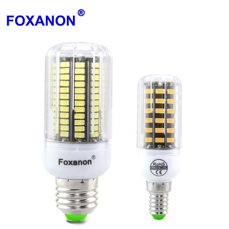 Foxanon E27 E14 СВЕТОДИОДНАЯ Лампа 220 V 110 127 лампа желтого света 5733 чип 30 42 64 80 108 136