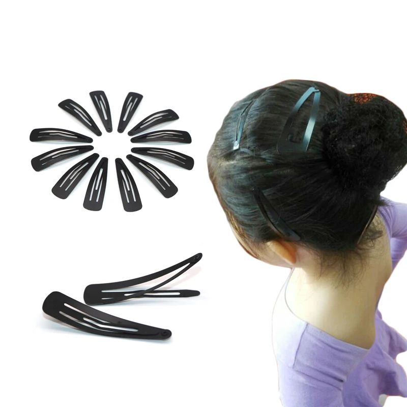 24PCS Metal Hairclip Hair Snap Clips Hair Salon Accessories Black