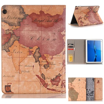 

Premium World Map Pattern Leather Smart Sleep Awake Shell Cover Case for Huawei Mediapad M3 Lite 10 10.1 inch Coque Capa Funda