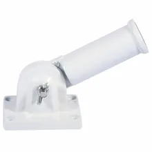 Flagpole Wall Mount Adjustable Metal Holder Bracket White Flag Pole Windsock Base with Screws for Flags Base