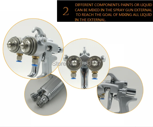 SAT1189 два двойных сопла набор спрей на хром хорошие термостойкие lvlp краскопульты