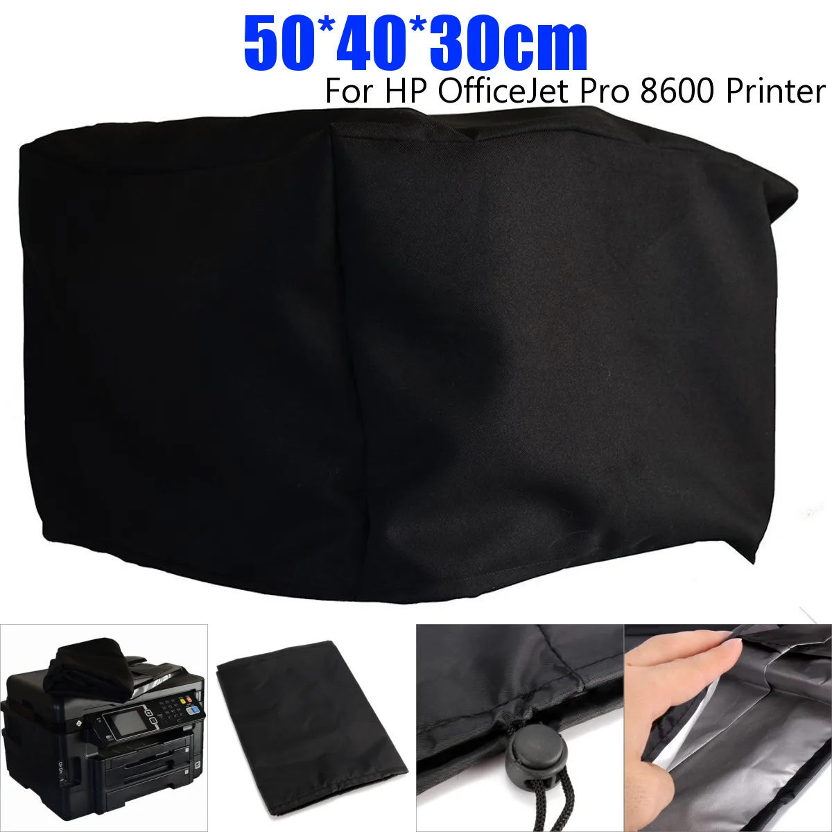 Polyester-cotton Dust Cover for OfficeJet Pro 8600 Printer Chair Table Cloth Black Outer Silver-grey Lining 20x16x12''