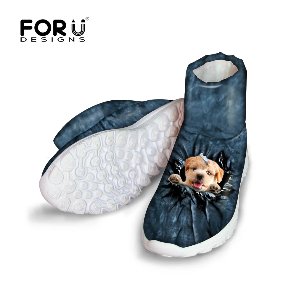 ФОТО Fashion women short boots 3d kawaii cat dog fur warm ankle boots for female lightweight waterproof platform rain dark blue boots