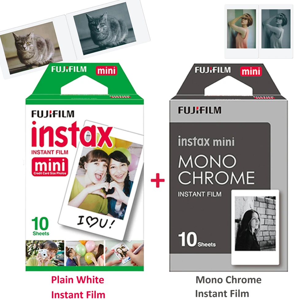 Монохромная пленка Fuji Fujifilm Instax Mini 8 20 листов монохромная белая для 70 Plus 90 25 камер с
