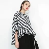 [EAM] 2022 New Spring Summer  Slash Neck Three-quarter Sleeve Plaid Split Joint Loose Big Size Shirt Women Bouse Fashion  JF938 ► Photo 2/6