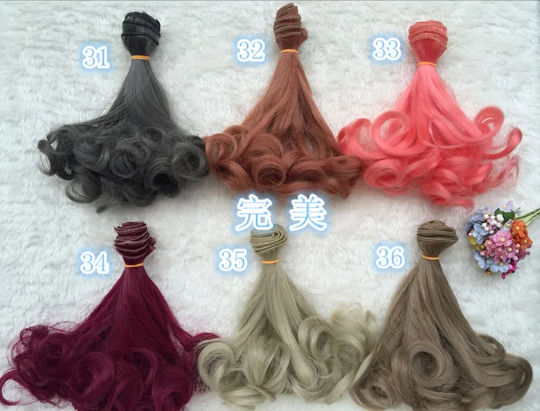 

1pcs 15*100cm 44colors Colorful Lolita Girl Tresses Doll Wig salon Material Curly Hair Wig For BJD Doll Accessories