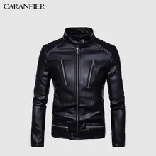 CARANFIER осенняя куртка из искусственной кожи мужская мода больше молнии тонкая кожаная одежда мужская повседневная мотоциклетная кожаная куртка M-5XL