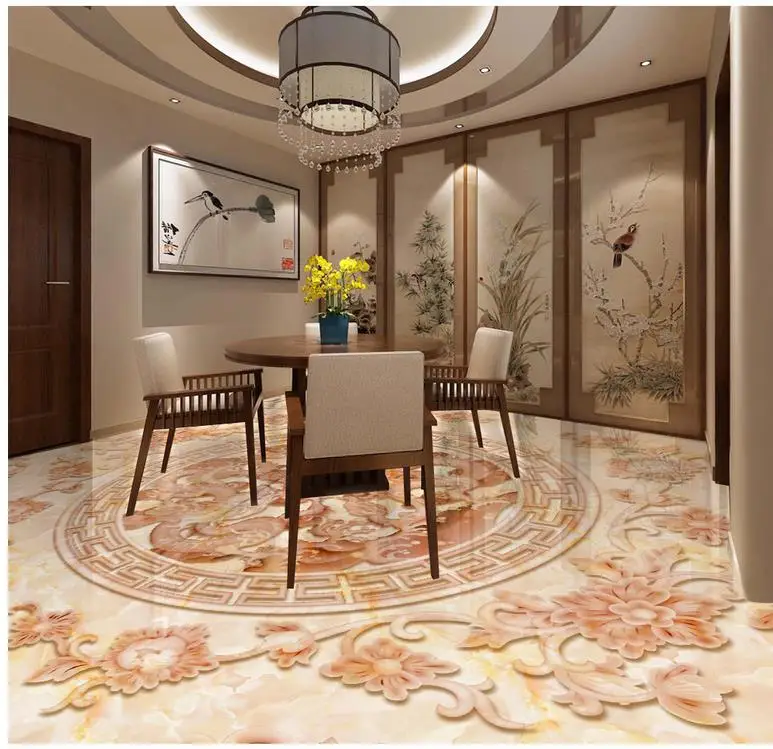 3dフローリング龍と鳳凰次元レリーフ模造大理石床pvc床壁紙3d床絵画壁紙 Pvc Flooring Wallpaper Floor Wallpaperpainting Wallpaper Aliexpress