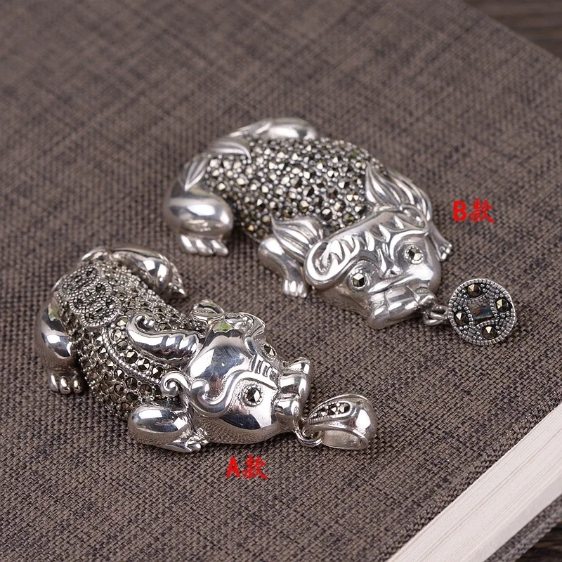 

Thai silver fashion national wind restoring ancient ways mark sunriser the mythical wild animal men and women's pendant
