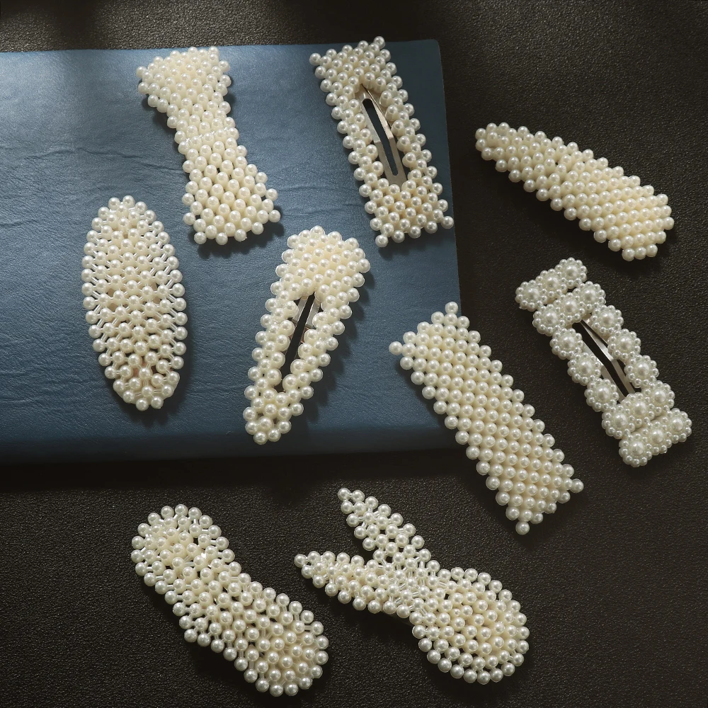 

Women Elegant Korean Design Ins Style Imitation Pearl Beaded Hair Clip Hair Styling Accessories Snap Barrettes Jewelry Hairpins