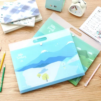 

1pcs Simple Scrub Snap A4 Paper Bag Creative Student Portable 6 Into the paper Data Storage folder File Bag Stationery