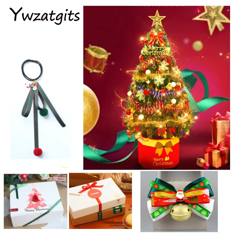 Ywzatgis 12 ярдов случайный стилей печати Grosgrain & атласная отделка ленты Рождество DIY
