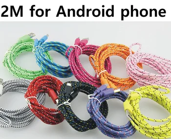 

USB Cables Fast Charging Nylon Braided Micro Usb Charger Cable for Android Mobile Phone for Galaxy S7 for Xiaomi4 2m 500pcs/lot