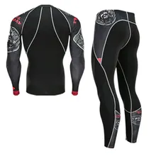 Новое мужское термобелье 2 шт спортивный костюм Мужская компрессионная одежда Рашгард мужское спортивное термобелье базовый слой