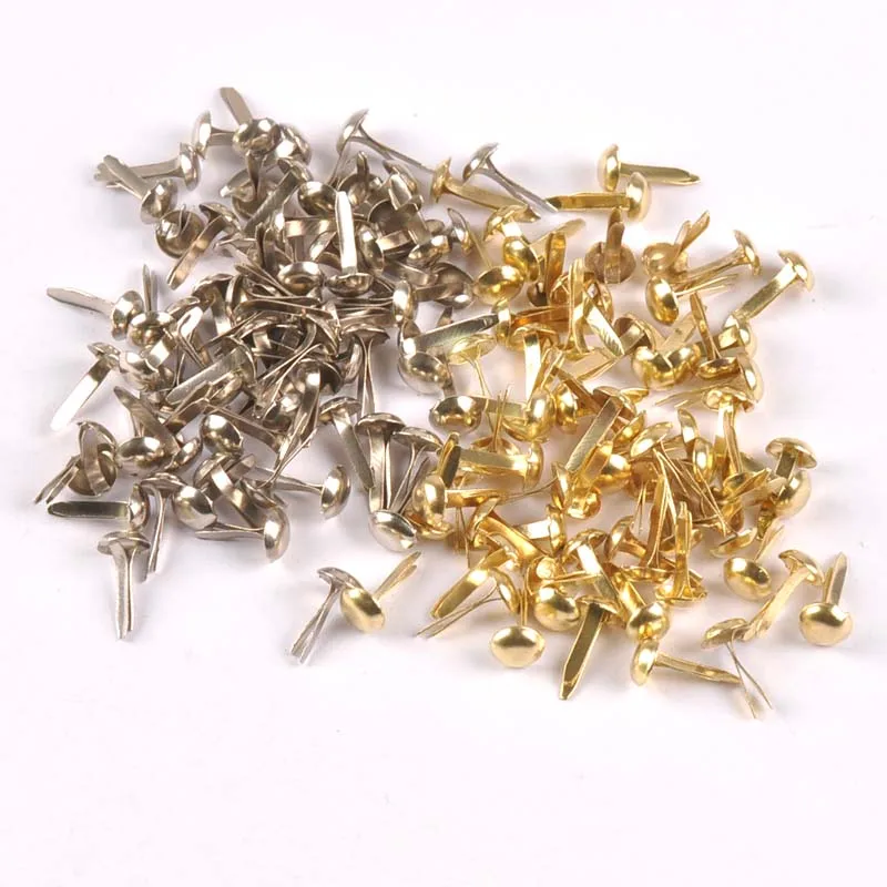 100PCs mixed Silver/golden Round Brad Scrapbooking Embellishment Fastener Brads Metal Crafts Diy handmade Decoration Metal Brads Scrapbooking Decoration