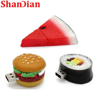 

SHANDIAN promotion USB Flash drive Pen Drive USB 2.0 64GB/32GB/16GB/8GB/4GB flash drive Sushi/watermelon/Burger memory U disk