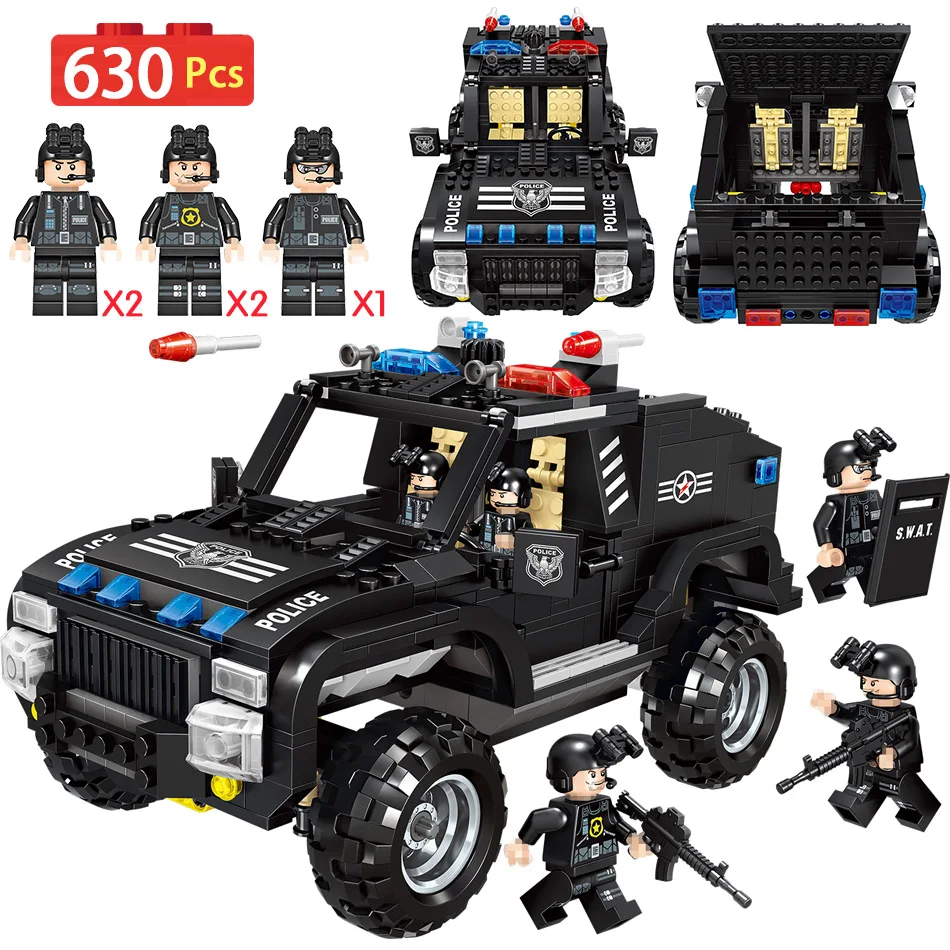 630PCS Technic Police Swat Car Truck Building Blocks Compatible Legoingly City Police Blocks 