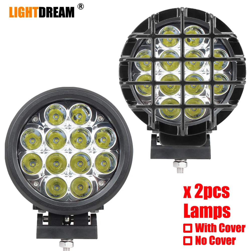 Pair 6/"Inch 60W Round LED Work Fog Head Lights X DRL Amber Spot Offroad For Jeep