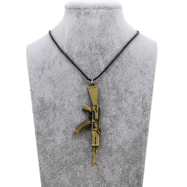 gun necklace -gun chain Fashion Men's Jewelry Hip Hop Titanium Stainless  Steel ak47 necklace,with 24 Chain (gold) | Amazon.com