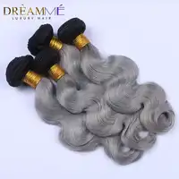 Dream me Hair Body Wave 3 Bundles 1B/ Grey Ombre Brazilian Remy Human Hair Weave Gray Color Ombre Hair Extensions