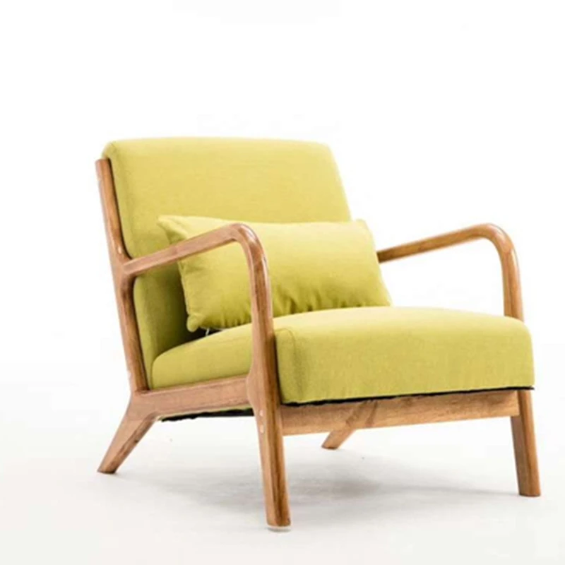 

Nordic Sofa Chair Single Simple Modern Net Red Style Negotiation Chair Simple Living Room Solid Wood Balcony Leisure Chair