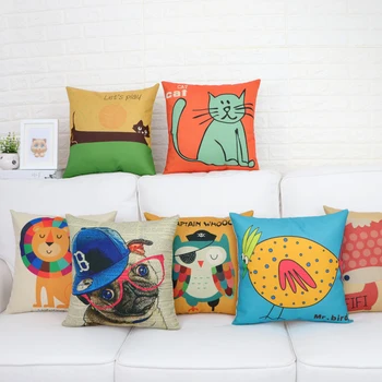 

Cartoon pillow cute cushion office home pillow car pillow back bed head cotton linen waist pad with core