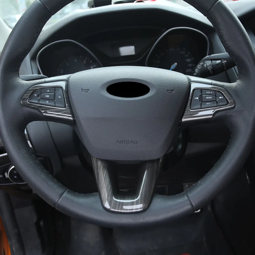 Zlord 3 шт./компл. на Автомобильный руль защита накладка Стикеры для Ford 4 Mk4 Kuga Escape Ecosport аксессуары - Название цвета: Wood Black
