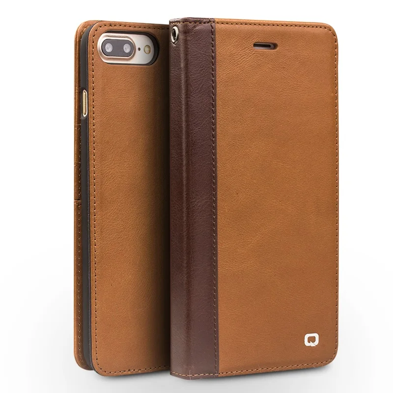 

QIALINO Case for iPhone 7 Genuine Leather Luxury Fashion Leather phone case for iPhone 7 plus flip pure handmade cover 4.7/5.5