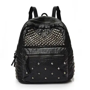 

THINKTHENDO Women Rivet Backpack Shoulder Bag Travel School Bag Rucksack Casual Bag New Fashion Women Large Capacity Bag