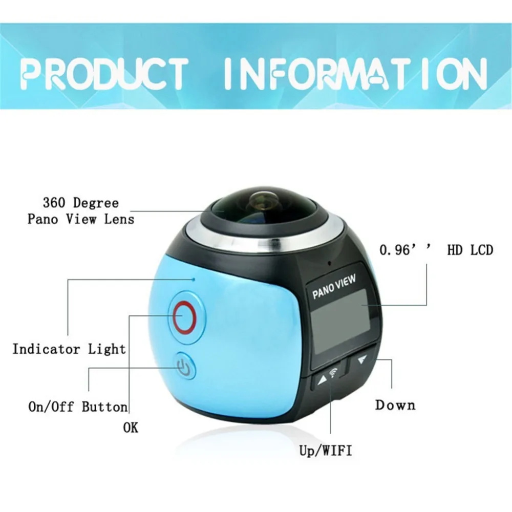 New V1 4K 360 Action Camera Mini Wifi Panoramic Camera 2448*2448 Ultra HD Panorama Camera Waterproof Sport Driving VR Camera