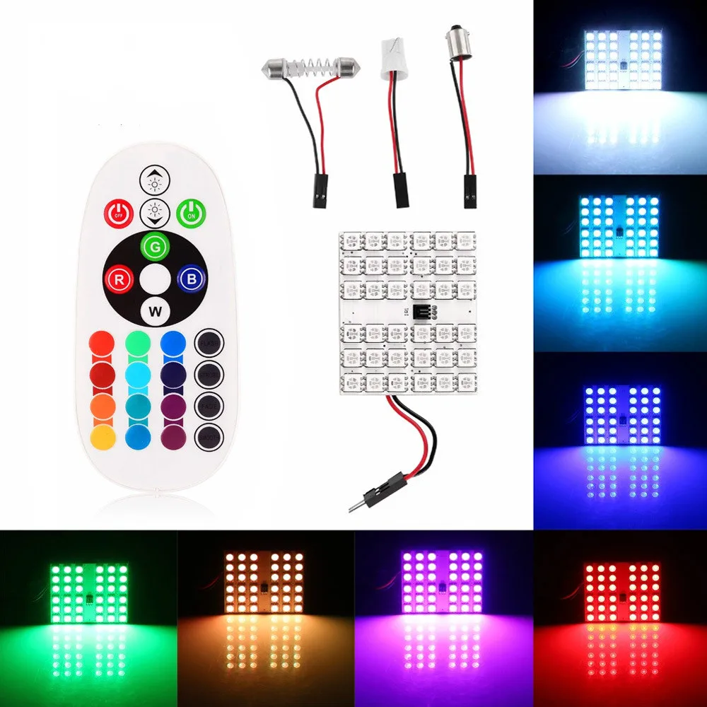 T10 Festoon Ba9s 36 Led Rgb Led Panel Car Auto Interior Reading Map