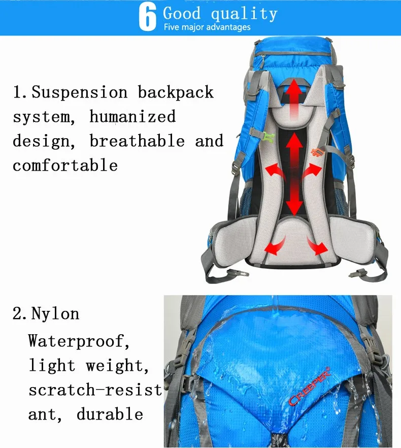 Новое поступление, брендовые рюкзаки для мужчин и женщин, 60 л., сумка для альпинизма, водонепроницаемые нейлоновые сумки