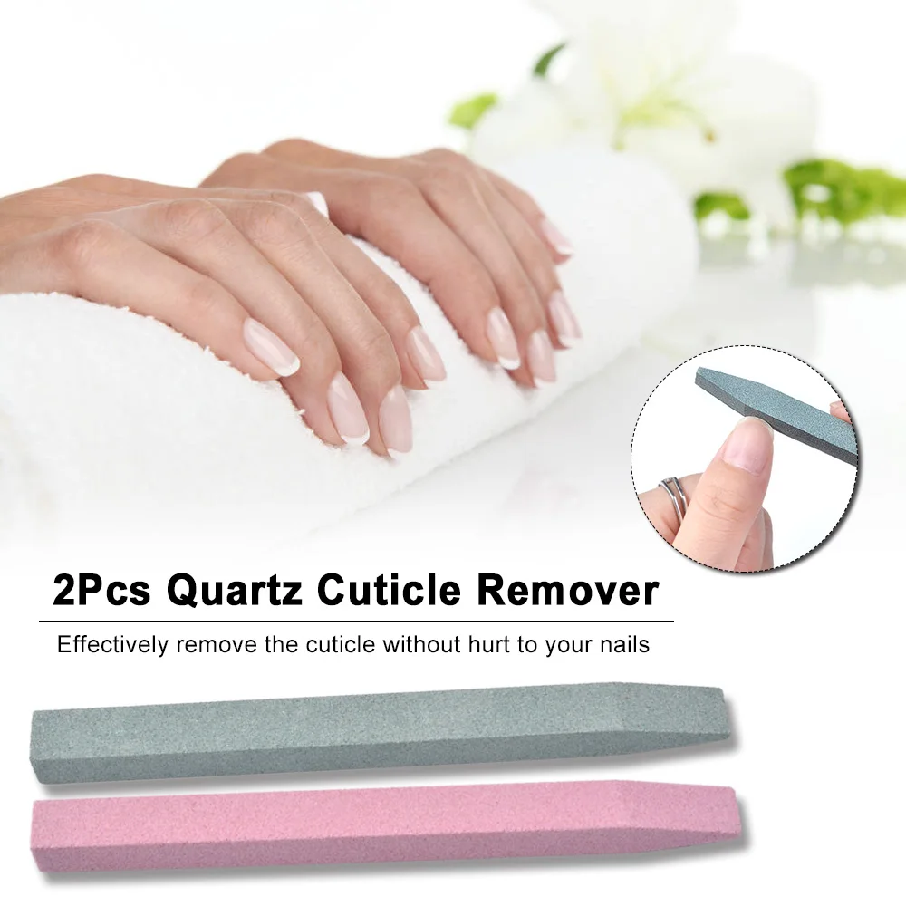 

2pc Quartz Stone Nail Cuticle Remover Dead Skin Pusher Trimmer Pen Scrub Manicure Nail Tool Buffer Stone Sanding Pedicure Pen